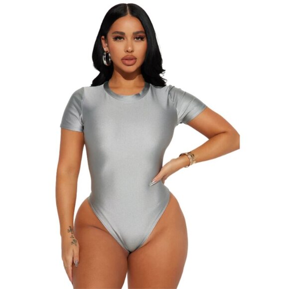 Fashion Nova Women's Everyday Baddie Bodysuit Crew Neck Short Sleeve Bodycon XL - Picture 1 of 7